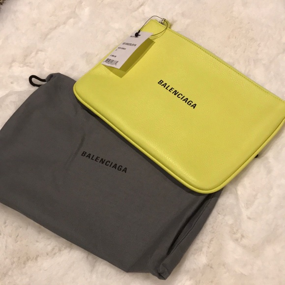 Balenciaga Handbags - Balenciaga Acid Green Clutch, NWT